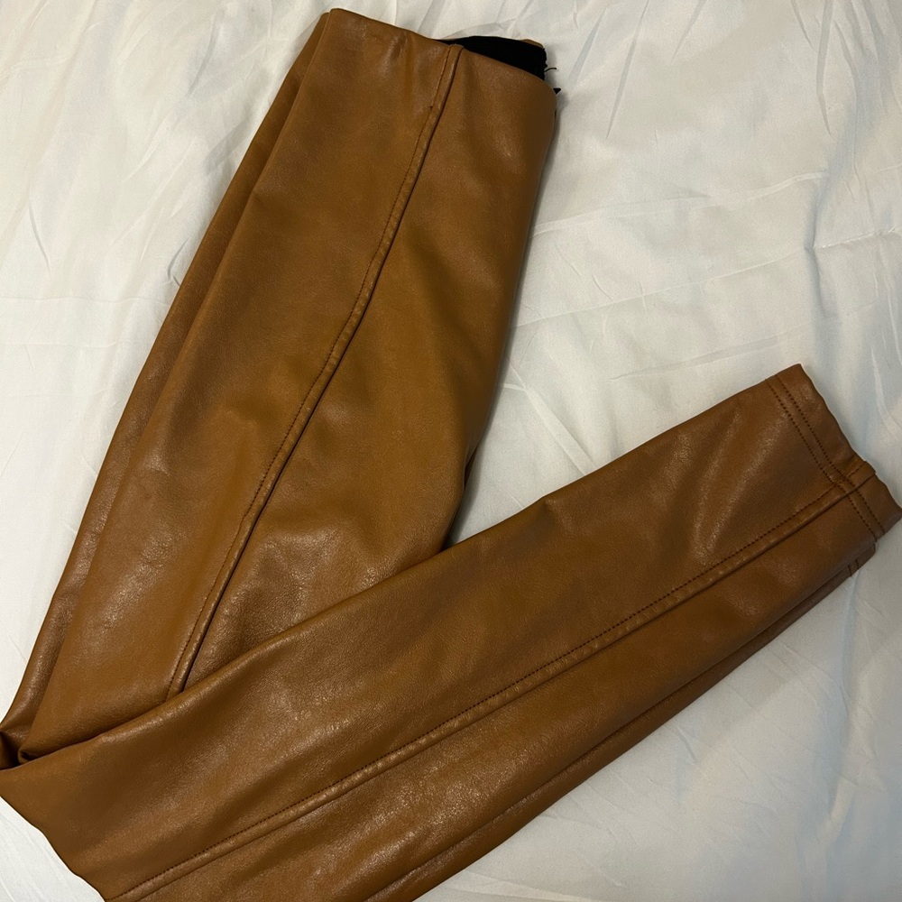 Brown Faux Leather Pants